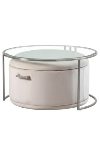 An Image of Aria Silver Coffee Table and Storage Ottoman Chalk - Set