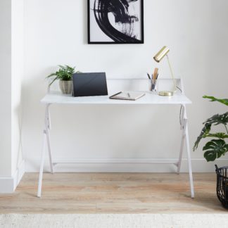 An Image of Evelyn Marble Effect Wide Folding Desk White