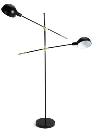 An Image of Habitat Jalonee Double Arm Floor Lamp - Black & Brass