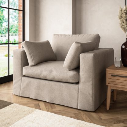 An Image of Alnwick Soft Cotton Love Seat Soft Cotton White Sand