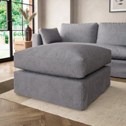 An Image of Alnwick Soft Cotton Footstool Soft Cotton White Sand