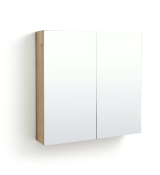 An Image of Habitat Loft Living 2 Door Mirrored Cabinet - Oak