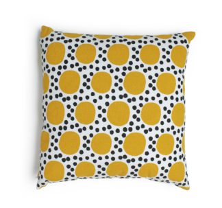 An Image of Habitat Sunshine Geo Print Cushion Yellow & White - 43x43cm