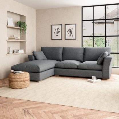 An Image of Blakeney Textured Weave Corner Chaise Sofa Textured Weave Graphite