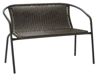 An Image of Argos Home Steel & Wicker Effect 2 Seater Garden Bench-Brown