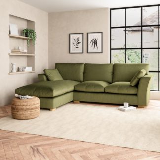 An Image of Blakeney Luxury Velvet Corner Chaise Sofa Luxury Velvet Olive