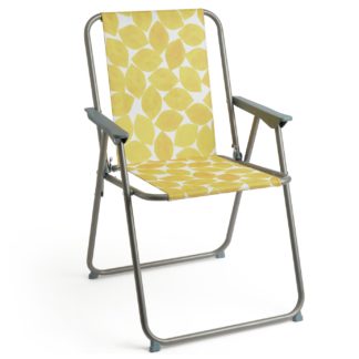 An Image of Habitat Folding Metal Garden Chair - Yellow