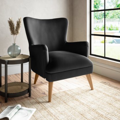 An Image of Marlow Luxury Velvet Armchair Luxury Velvet Black