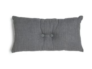 An Image of Habitat Plain Cotton Slub Button Cushion - Grey - 50x40cm
