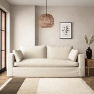 An Image of Alnwick Soft Cotton 4 Seater Sofa Soft Cotton White Sand