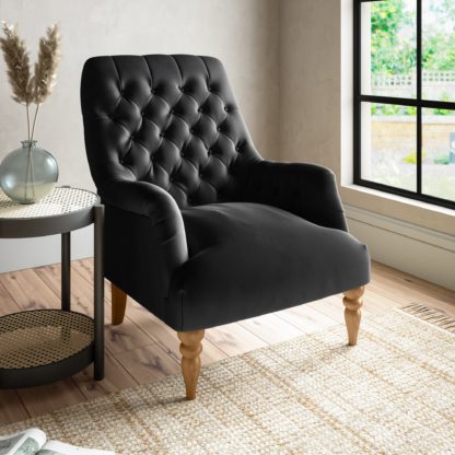 An Image of Bibury Luxury Velvet Armchair Luxury Velvet Black