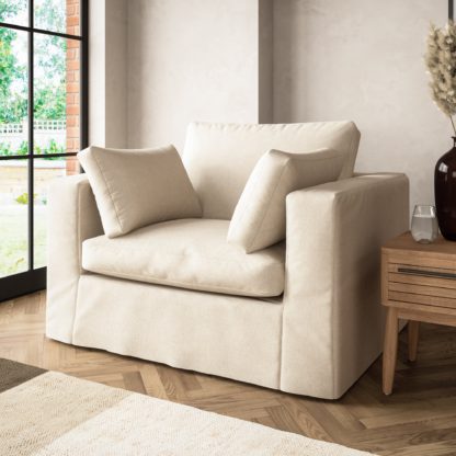An Image of Alnwick Soft Cotton Love Seat Soft Cotton White Sand