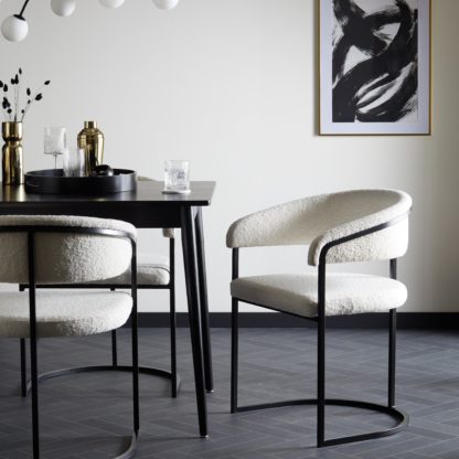 An Image of Zena Boucle Dining Chair Black