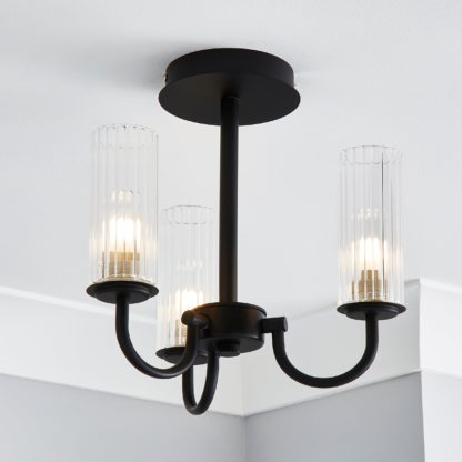 An Image of Dorma Henstone 3 Light Ceiling Fitting Black