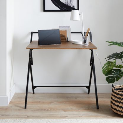 An Image of Evelyn Rustic Wood Effect Folding Desk Wood (Brown)