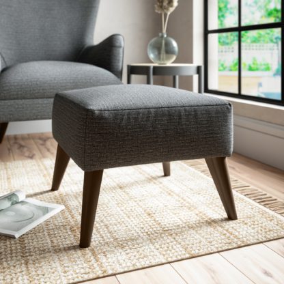 An Image of Marlow Textured Weave Footstool Textured Weave Graphite