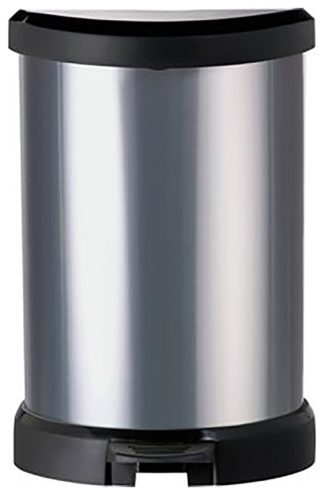 An Image of Curver Deco 20 Litre Small Kitchen Bin - Silver