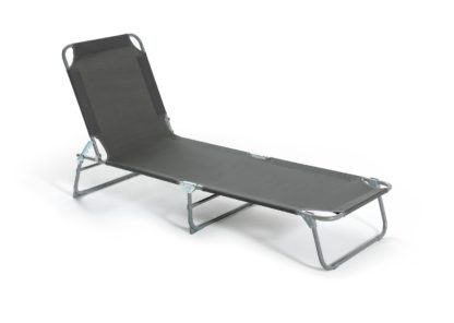 An Image of Habitat Folding Metal Sun Lounger - Charcoal