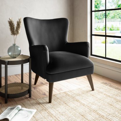 An Image of Marlow Luxury Velvet Armchair Luxury Velvet Black