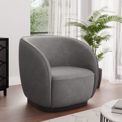 An Image of Arlo Distressed Faux Leather Chair Grey