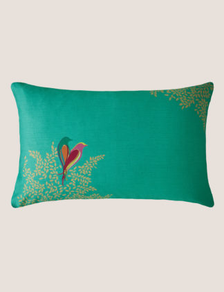 An Image of Sara Miller 2 Pack Green Birds Pillowcases, Green