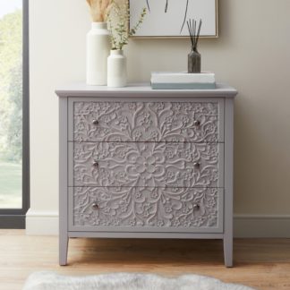 An Image of Josie Floral 3 Drawer Chest Grey