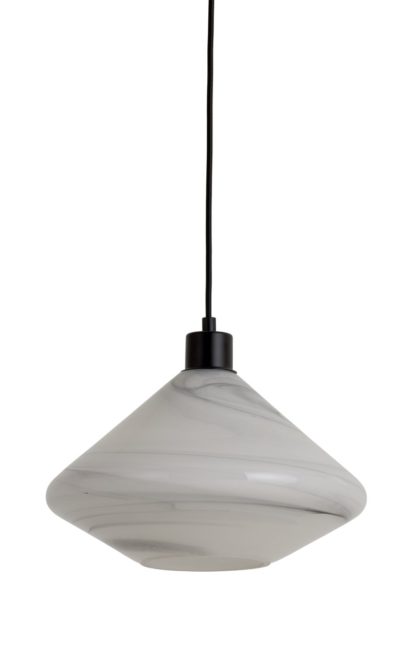 cfd2ea399cc282d558078bbbb3bfedfa4f269a12e6d9d363bff93e7527e1aff8.jpg An Image of Habitat Lati Marble Glass Pendant - Black & White