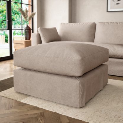 An Image of Alnwick Soft Cotton Footstool Soft Cotton White Sand