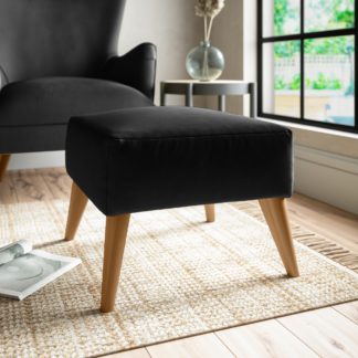 An Image of Marlow Luxury Velvet Footstool Luxury Velvet Black