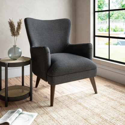 An Image of Marlow Slub Cotton Blend Armchair Slub Cotton Black