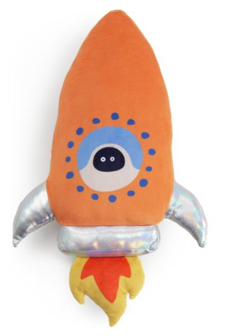 An Image of Habitat Kids Rocket Shaped Cushion - Multi - 58x31cm