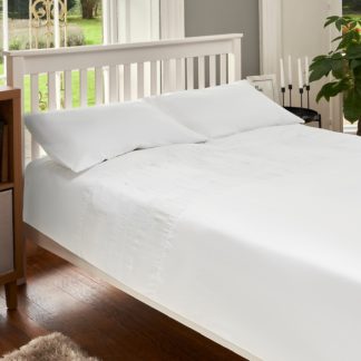 An Image of The Willow Manor Easy Care Percale Double Duvet Set Ruched Panel - White