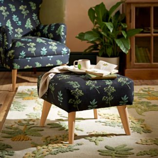 An Image of Marlow Marsh Botanical Print Footstool Navy