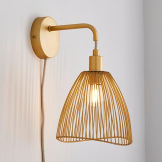 An Image of Elements Jaula Gold Plug In Wall Light Gold