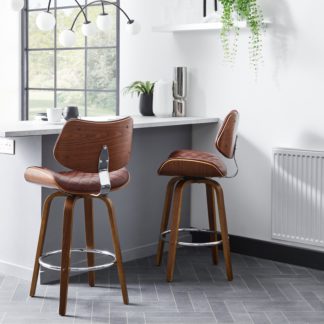 An Image of Remy Faux Leather Bar Stool Brown