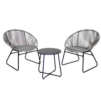 An Image of Charles Bentley Zanzibar Tea for Two Bistro Set Grey