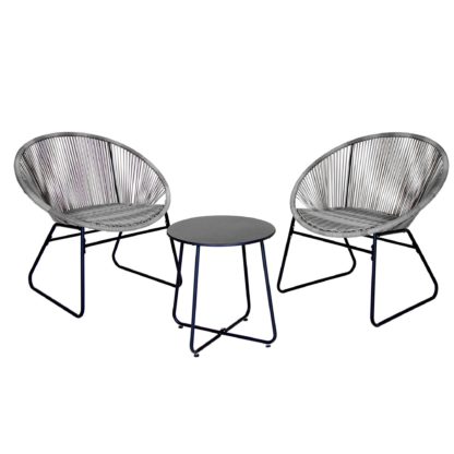 An Image of Charles Bentley Zanzibar Tea for Two Bistro Set Grey