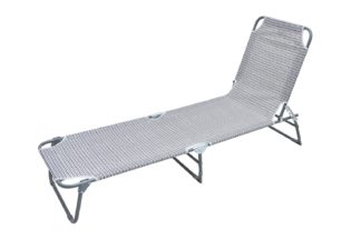 An Image of Habitat Metal Folding Sun Lounger - Stripe