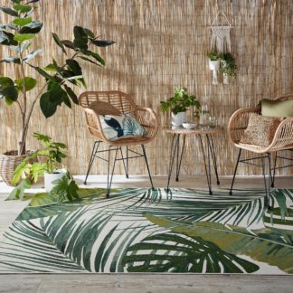 An Image of Jungle Leaf Indoor Outdoor Rug Green