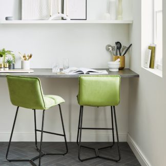 An Image of Logan Velvet Bar Stool Olive (Green)