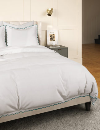 An Image of M&S Cotton Blend Scalloped Edge Bedding Set