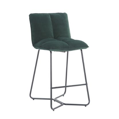 An Image of Logan Velvet Bar Stool Olive (Green)