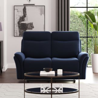 An Image of Monte Velvet Reclining 2 Seater Sofa Luxe Navy