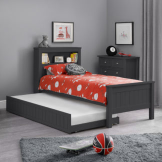 An Image of Maine Anthracite Wooden Bookcase Bed With Guest Bed Trundle Frame - 3ft Single