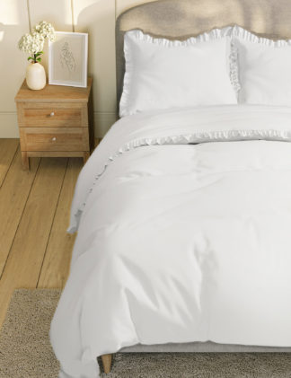 An Image of M&S Cotton Blend Ruffle Edge Bedding Set