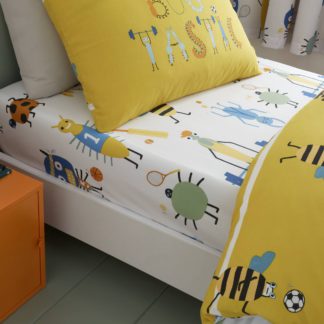 An Image of Catherine Lansfield Bugtastic Fitted Sheet Yellow