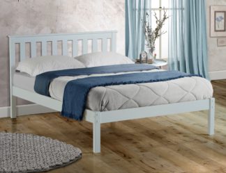 An Image of Wooden Bed Frame 5ft King Size Denver White Solid