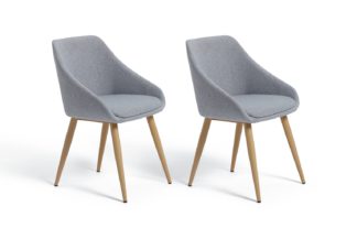 An Image of Habitat Skandi Pair of Fabric Dining Chairs - Grey