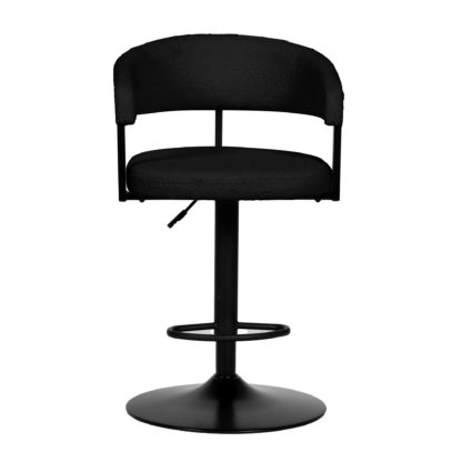 An Image of Zena Boucle Swivel Bar Stool Black