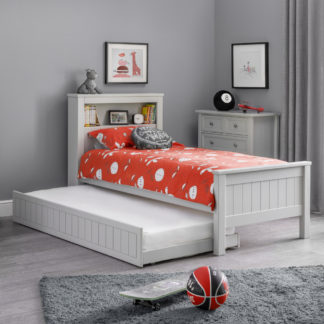 An Image of Maine Dove Grey Wooden Bookcase Bed With Guest Bed Trundle Frame - 3ft Single